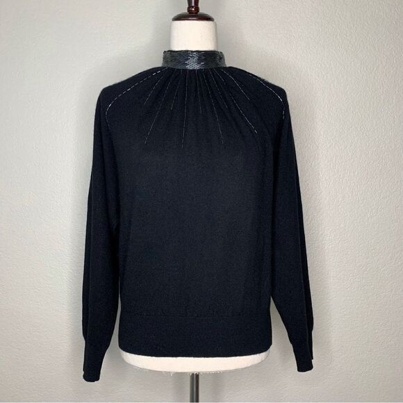 Into the Night by Laura Peterson Lambswool Blend Beaded Neckline Sweater - Picture 1 of 13